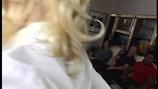 Hardcore double blonde blowjob
