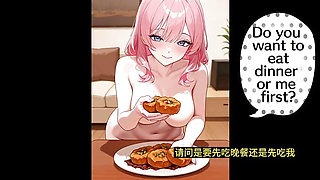 The beautiful chef is pressed on the table by you and makes love