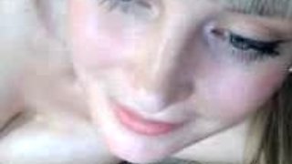 Close up with teen blonde sex doll rubbing her cunt