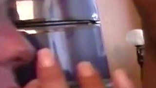 Fucking licking masturbation in the pub cum in mouth