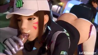 Hot 3D D.Va Shooting Star - Anime Game Porn SFM
