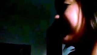Pretty Asian Girlfriend Gives Oral Sex to her Man with a Fri