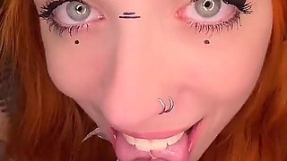Amateur Redhead Amelie Greens First Blowjob on Tape.