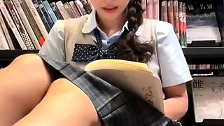 Asian teen in school library showing her panties845862794389