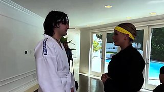 Judo then hot titty fucking of slutty housewife