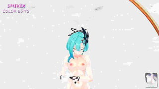 Honkai Impact 3rd Griseo Transparent Clothing Undress Nude Dance Hentai addiction Mmd 3D Blue Hair Color Edit Smixix