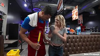Pizza Shop Study Break: Big Tits Blowjob & Cumshot with Alex Jones and Dez Hansen