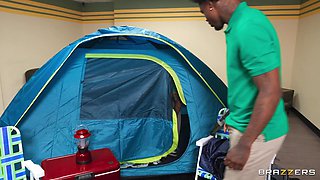 Gloryhole Honeytrap Makes The Pussy Slap: BBC Damion Dayski nails Redhead Nia Bleu in a Camping Tent in Local Outfitter Store