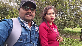 Indian Desi girl kissing scenes and boobs press by her boyfriend in forest