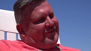 German amateur slut Marina Montana hardcore pool fucking with Ashley Dark in summer sun