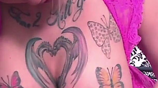 Blonde with big boobs gets a warm load on them