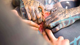 Alt cutie spreads wide and takes a deep, filthy ass fist stretching every inch with moans