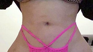 Glamour babe with big boobs masturbates in lingerie