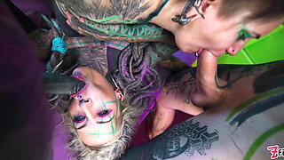 Tattooed girl with a fresh porn actor