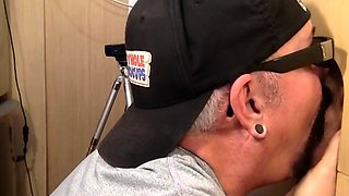 Gloryhole old bearded guest cocksucking