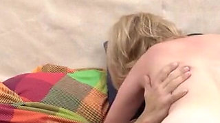 Muscle man and blonde milf love in the bedroom