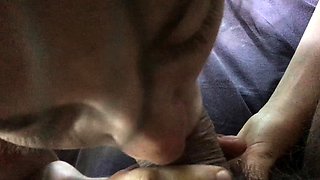 Mature brunette amateur giving a great POV blowjob