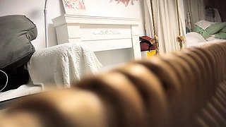 Cute amateur asian web cam girl playing with her toy