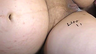 Two Lovers Cum on My Pregnant Belly After Bareback Threesome Sex! I Love to Be Their Cum Dump - Milky Mari