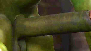 Crazy fuck in the sewer! Sexy blonde gets fucked hard by a green monster