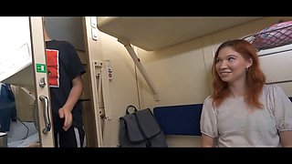 Redhead cutie moonlmp takes stranger's cock in the ass for a steamy train ride