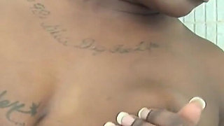 Big ass black girl gets fucked in bathroom