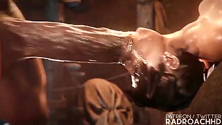 Lara Croft gets her pussy destroyed by Amazonian futanari with huge dick