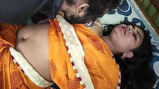 Saree And Bra Navel Lick Boobs Press With Pussy Rub Romance Of Vaishnavy And Sharun Raj, Mallu Couple Hot Saree Navel Romance