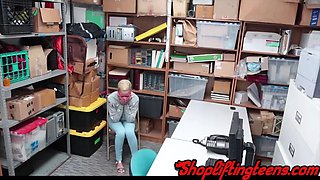 Wild black teenie riding cock while tied after shoplifting