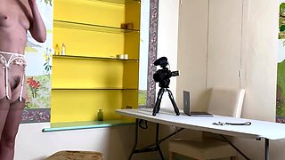 Horny amateur granny in stockings toys around with her ass