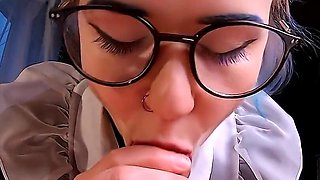 Anal Lesson and Cum Inside for Neon Haired Doll in Glasses