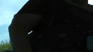 Dildo Fuck on Highway Parking Lot - Naked Under the Skirt I Get It to My Shaved BBW Pussy with a Dildo.