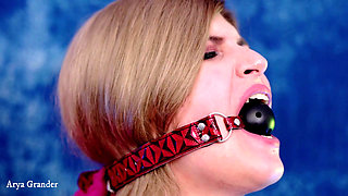 Sensual Gag and Ice Play. Two Hot BDSM Lesbians in Pvc. Fetish Couple Mistress and Girl.