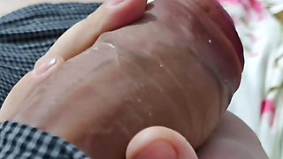 Step mom pulled step son 9 inch of dick from his underwear and handjob
