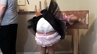 Raelyn: Maid Uniform, Spanked in Pillory