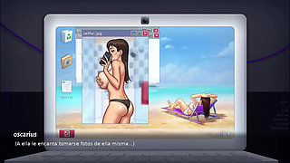 Stepsister masturbates on webcam - Summertime Saga