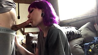 Emo girl plays with her tits while I fuck her from behind