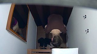 Beautiful brunette caught fucking on hidden cam massage