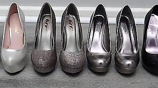 Trying on Different High Heels While Wearing Nylon Stockings