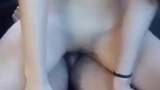Teen girlfriend hot whore moaning and cumming giving her pussy inside the car