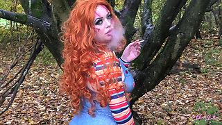 Catalia Smoking Dressed up in Cosplay