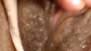 Rubbing Spreading My Black Pink Shaved Wet Pussy