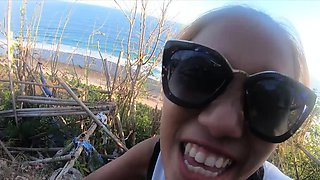 Big ass Thai amateur GF beach visit and homemade sex tape