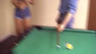Brunette German Doll Sucks Dick by the Pool Table