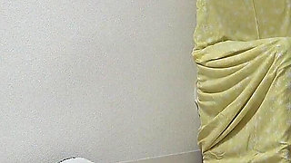 Girls-only Apartment in Japan, a Girl Cleaning in Apron Style Miniskirt Uniform, Thong Wedgie Panties, and White Socks