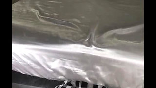 Step mom gets stuck under the bed looking for sex toy, step son gives her a toy of his own!