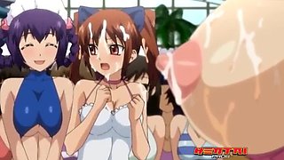 Hot Teen Orgy by the Pool - Lesbian Hentai Action with Big Tits & Creampie
