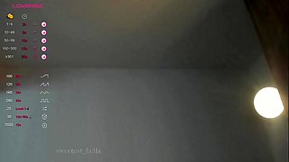 Russian brunette busty camgirl masturbating on webcam