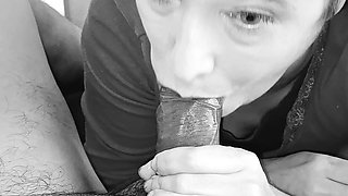 Sucks and Swallows Cum in Black and White