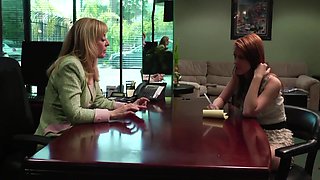 Mature Office Chief Seduce Her Redhead Teen Employer
